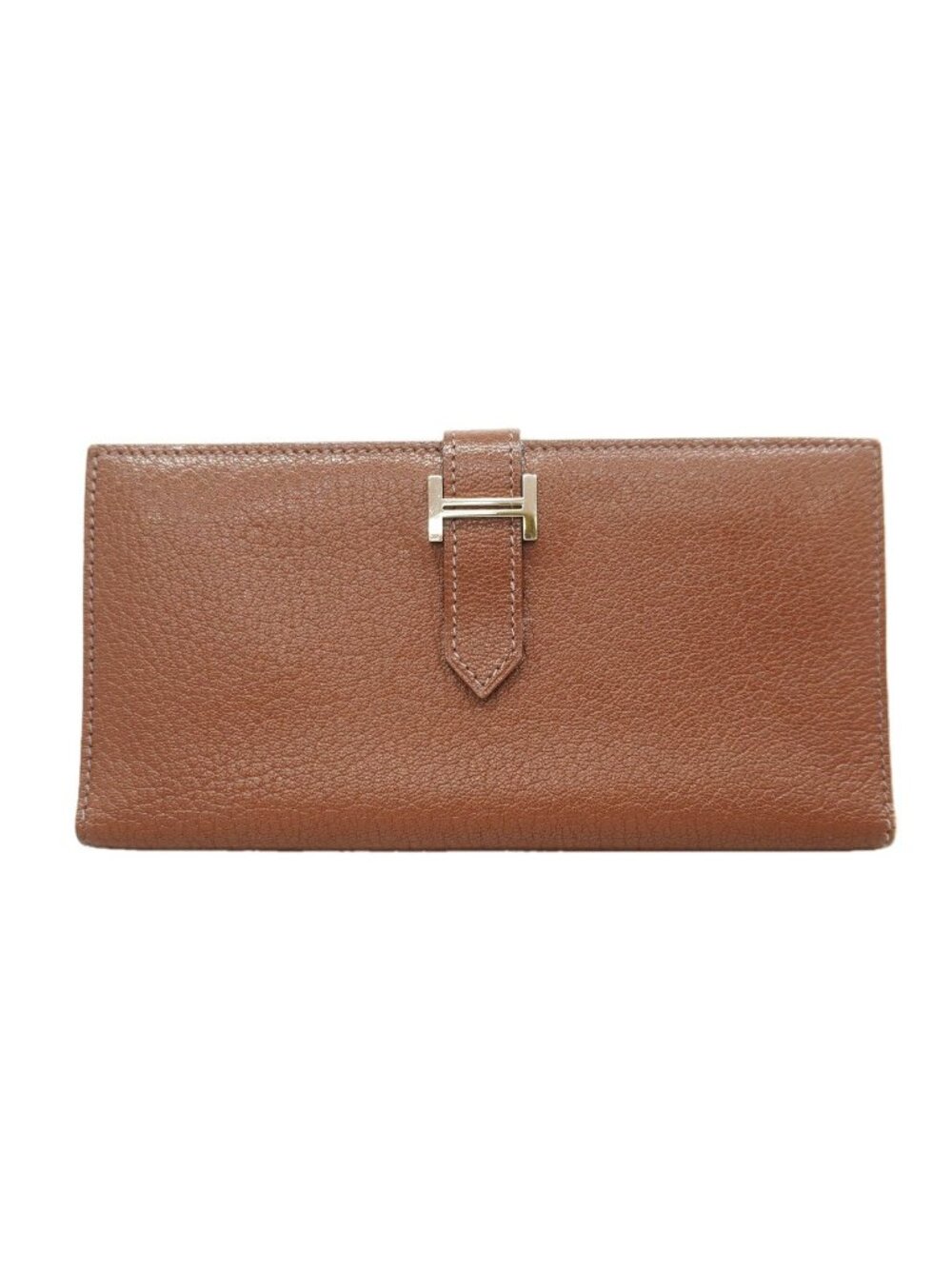 Hermes Wallet Bearn Chevre Mysore Brown Silver